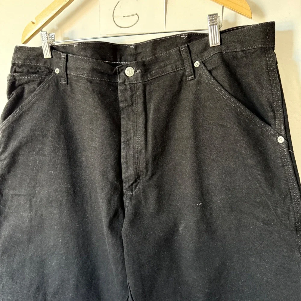 Wrangler Carpenter Pants Utility Workwear Denim Black 38x30
